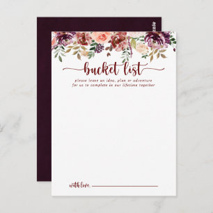 Rustic Summer Floral Wedding Bucket List Cards