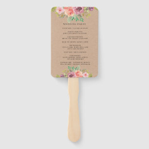 Rustic Summer Floral Wedding Program Hand Fan