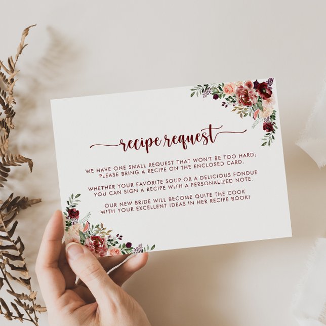 Rustic Summer Floral Wedding Recipe Request   Enclosure Card (Creator Uploaded)