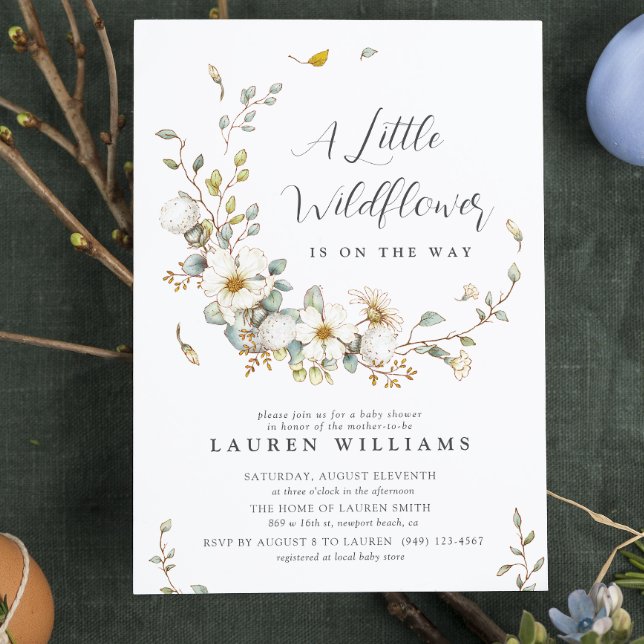 Rustic Summer Little Wildflower Girl Baby Shower Invitation (Join us in celebrating a Little Wildflower on her way!)