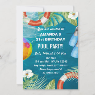 Rustic Summer Swimming Pool Party Birthday Invita Invitation