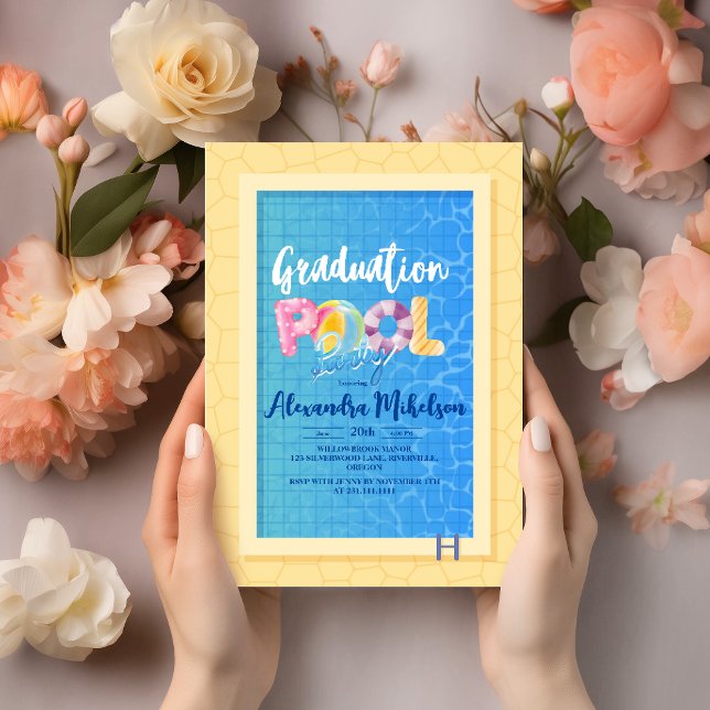 Rustic Summer Swimming Pool Party Graduation  Invitation (Creator Uploaded)