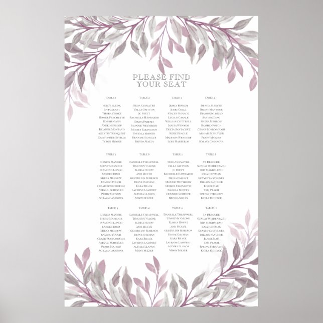 Rustic Summer Wedding Seating Chart (Front)