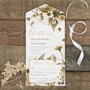 Rustic Summer Wildflowers & Daisies Dinner All In One Invitation