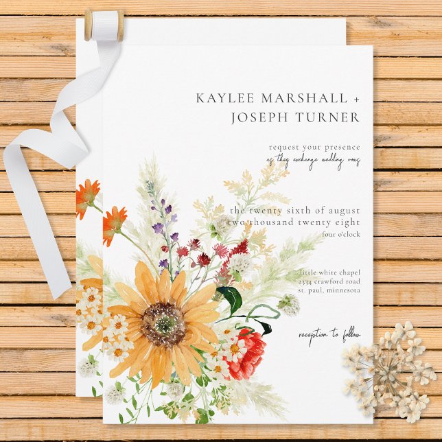 Rustic Summer Wildflowers & Sunflowers Invitation (Creator Uploaded)