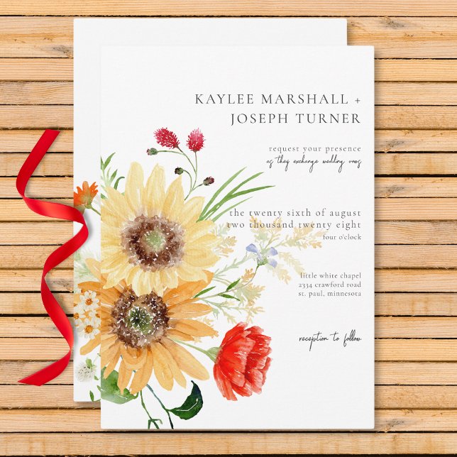 Rustic Summer Wildflowers & Sunflowers Invitation (Rustic Summer Wildflowers & Sunflowers Invitation)
