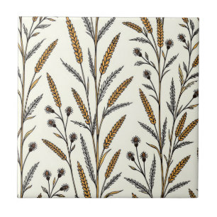 Rustic Sun-Drenched Wheat and Wildflower Field Ceramic Tile