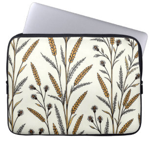 Rustic Sun-Drenched Wheat and Wildflower Field  Laptop Sleeve