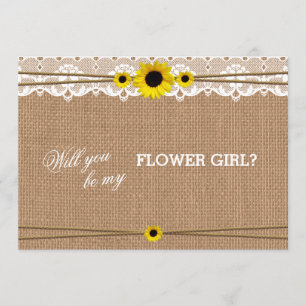 Rustic Sun Flower Will You Be My Flower Girl Invitation