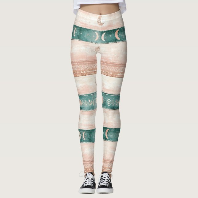 Rustic Sun Moon Pattern for Spiritual Living Leggings (Front)