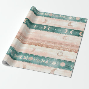 Rustic Sun Moon Pattern for Spiritual Living Wrapping Paper