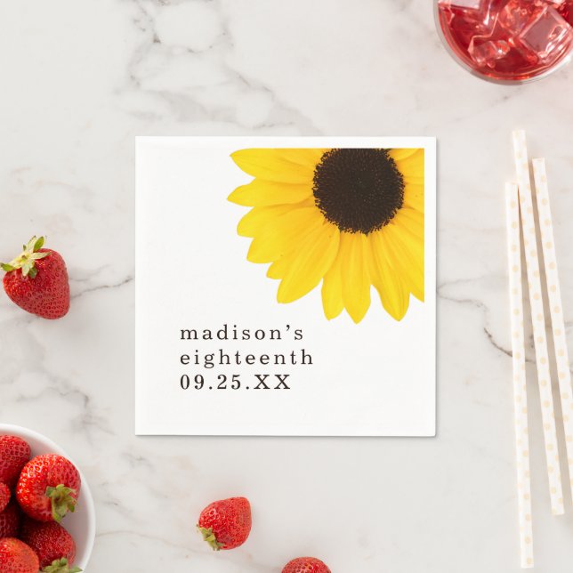 Rustic Sunflower 18th Birthday Party Napkin (Insitu)