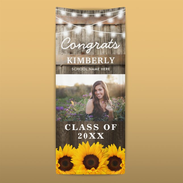 Rustic Sunflower 2025 Graduation Photo Door Banner (Creator Uploaded)
