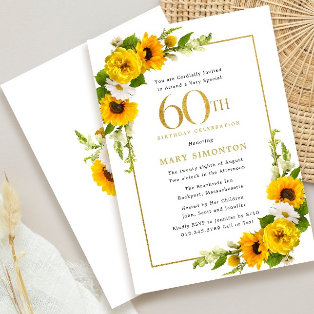 Rustic Sunflower 60th Birthday Party Invitation (Creator Uploaded)