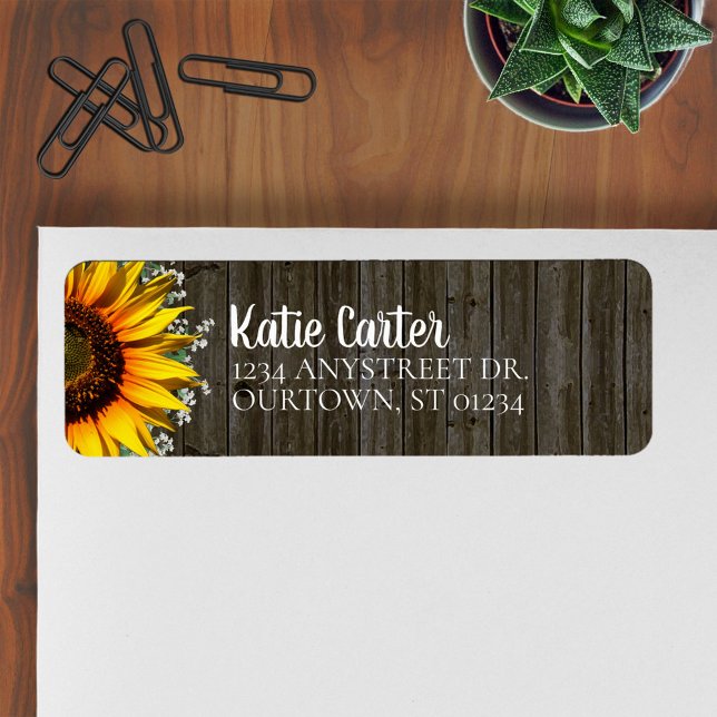 Rustic Sunflower Address Label Return Address Label (Creator Uploaded)