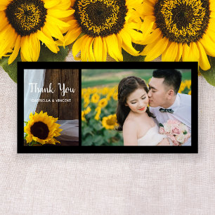 Rustic Sunflower and Barn Wood Wedding Thank You Card