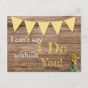 Rustic Sunflower and Gingham bridesmaid invitation Postcard