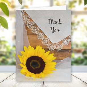 Rustic Sunflower and Lace Country Thank You