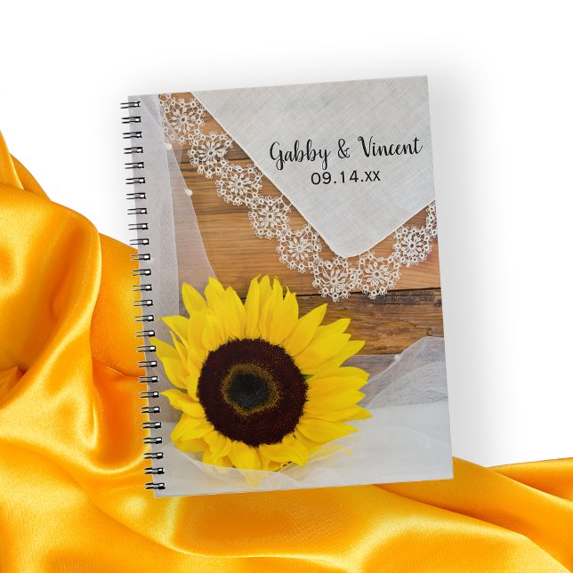 Rustic Sunflower and Lace Country Wedding Notebook (Creator Uploaded)