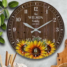 Rustic Sunflower and Wood Family Name