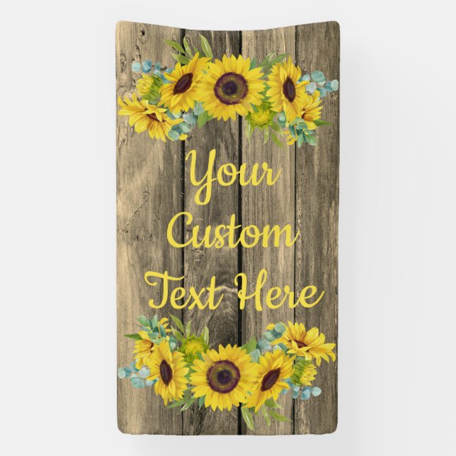 Rustic Sunflower Anniversary Party Photobooth Prop Banner (Vertical)