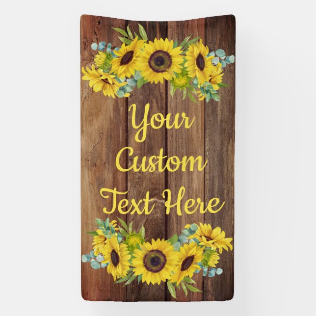 Rustic Sunflower Anniversary Party Photobooth Prop Banner (Vertical)