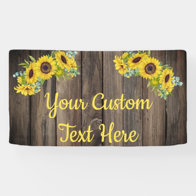 Rustic Sunflower Anniversary Party Photobooth Prop Banner (Horizontal)