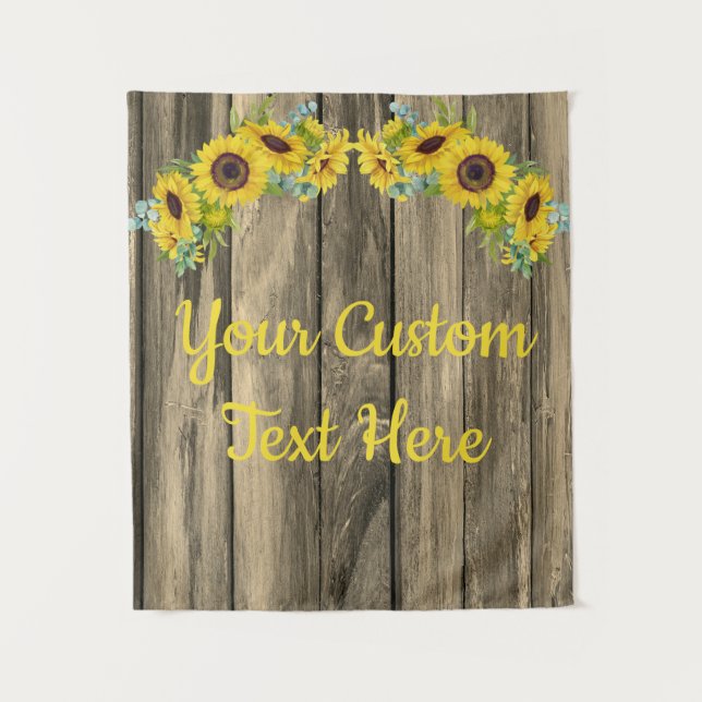 Rustic Sunflower Anniversary Party Photobooth Prop Tapestry (Front)