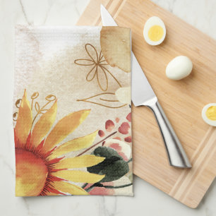 Rustic Sunflower Autumn Fall Floral Kitchen Towels