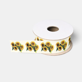 Rustic Sunflower Autumnal Wedding Favour Grosgrain Ribbon