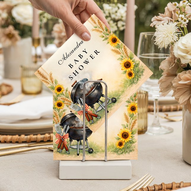 Rustic Sunflower Baby Q Baby Shower Napkin (Creator Uploaded)