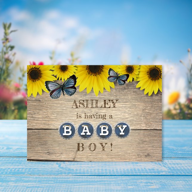 Rustic Sunflower Baby Shower | Boy Invitation (Creator Uploaded)