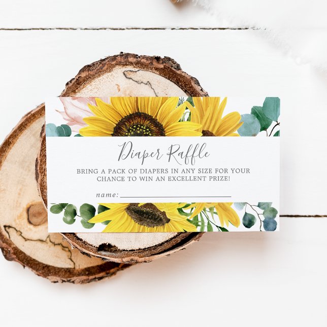 Rustic Sunflower Baby Shower Diaper Raffle Enclosure Card (Creator Uploaded)