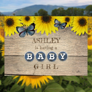 Rustic Sunflower Baby Shower Girl Invitation
