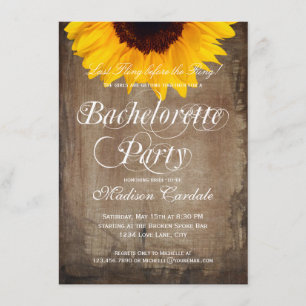 Rustic Sunflower Bachelorette Party Invitations