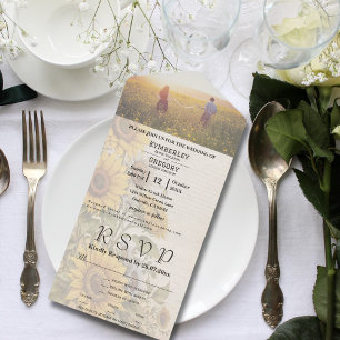 Rustic Sunflower Background Email Website Photo All In One Invitation