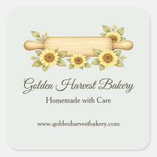 Rustic Sunflower Bakery Custom Cottage Square Sticker