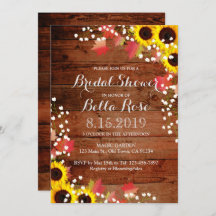 Rustic Sunflower Barn Wood Bridal Shower Cards