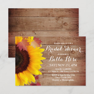 Rustic Sunflower Barn Wood Bridal Shower Cards