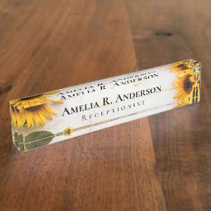 Rustic Sunflower Barn Wood Personalised Nameplate