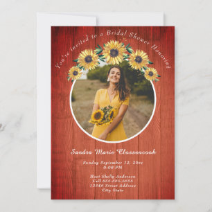 Rustic Sunflower Barn Wood Wedding Bridal Shower I Invitation