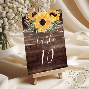 Rustic Sunflower Barn Wood Wedding  Table Number