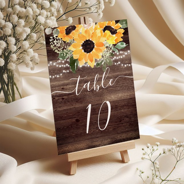 Rustic Sunflower Barn Wood Wedding  Table Number (Creator Uploaded)