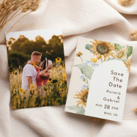 Rustic Sunflower Beige Arch Wedding Photo