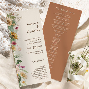 Rustic Sunflower Beige Modern Wedding Flat Program