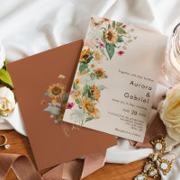 Rustic Sunflower Beige Modern Wedding