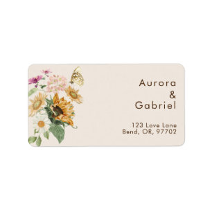 Rustic Sunflower Beige Wedding Address Label