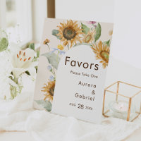 Rustic Sunflower Beige Wedding Favours Sign