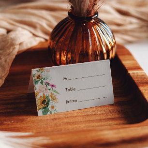 Rustic Sunflower Beige Wedding Place Card