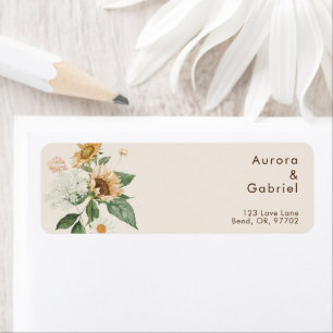 Rustic Sunflower Beige Wedding Return Address Label